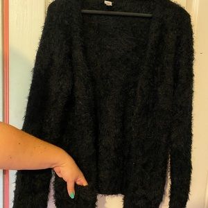 Fuzzy Black Sweater w/ Pockets